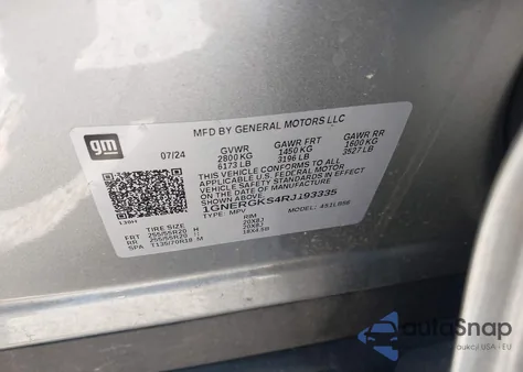 2024 Chevrolet Traverse Fwd Lt from USA, damaged, VIN 1GNERGKS4RJ193335